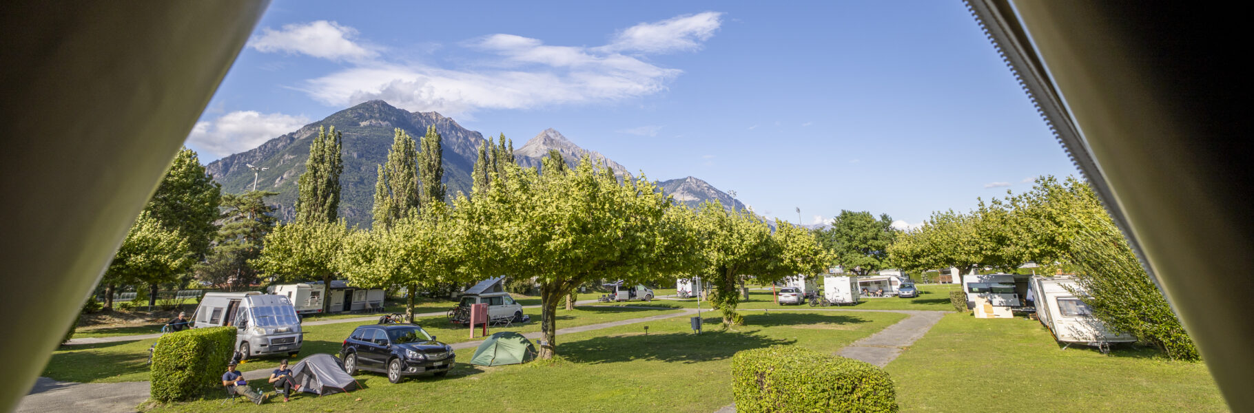 TCS Campingplatz Camping Martigny. Aufgenommen im September 2025.  ©David Birri
